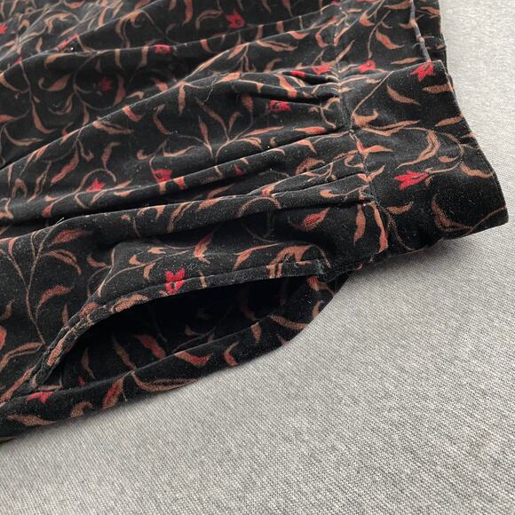 VTG Dark Floral Velvet Pleated Midi Skirt 12 Whimsigoth Cottagecore Witchy Retro - Picture 10 of 16